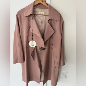Women's Dusty Rose Double-Breasted trench coat size Small NWT